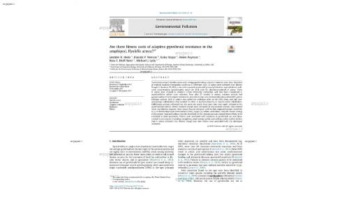 Are there fitness costs of adaptive pyrethroid resistance in the amphipod, Hyalella azteca?*